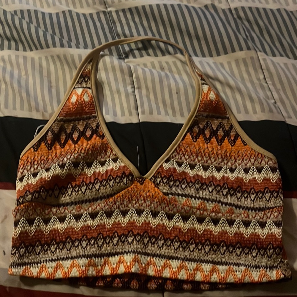 Orange crochet halter top